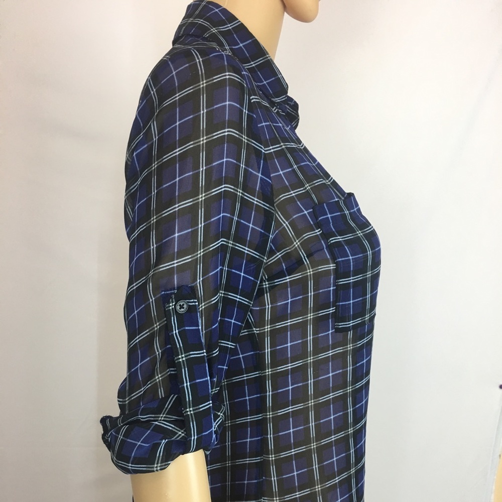 Express Button Down, See- Through Blouse Size S - image 4